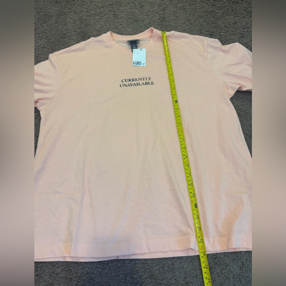 2 FOR $25 H&M Currently Unavailable Peach Loose Fit Shirt T Shirt Tee Size L NEW - Picture 6 of 7